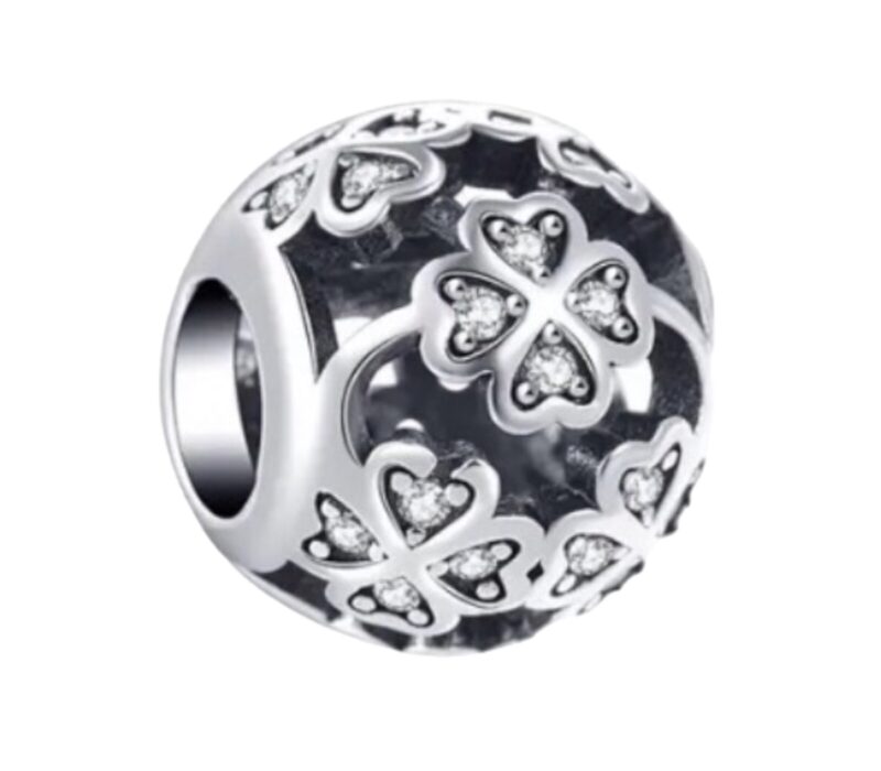 Openwork Round Clover Hearts Charm