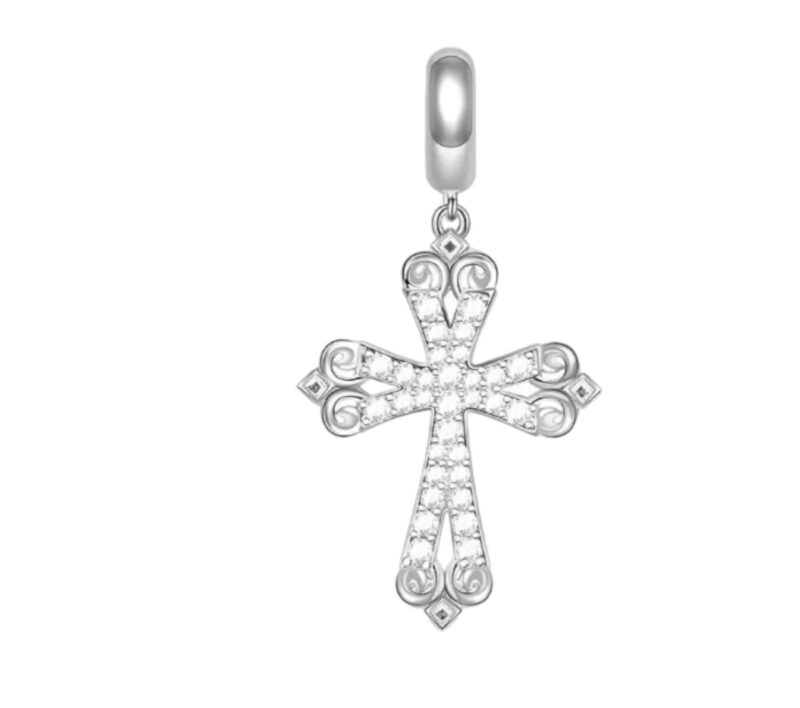 Cross Paved Cubic Zirconia Dangle Charm