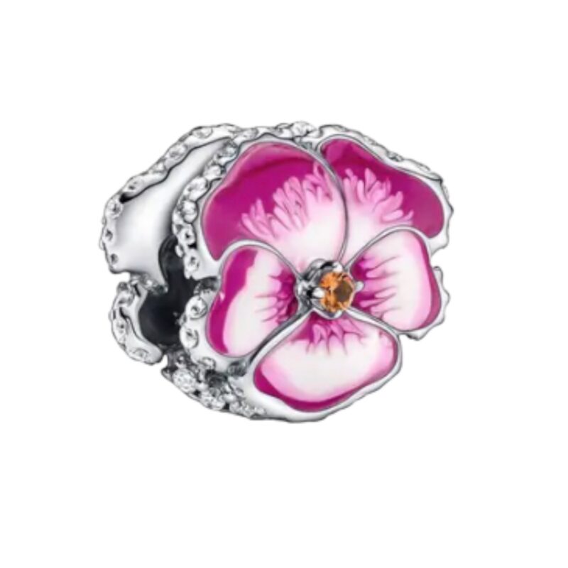 Pink Pansy Flower Charm