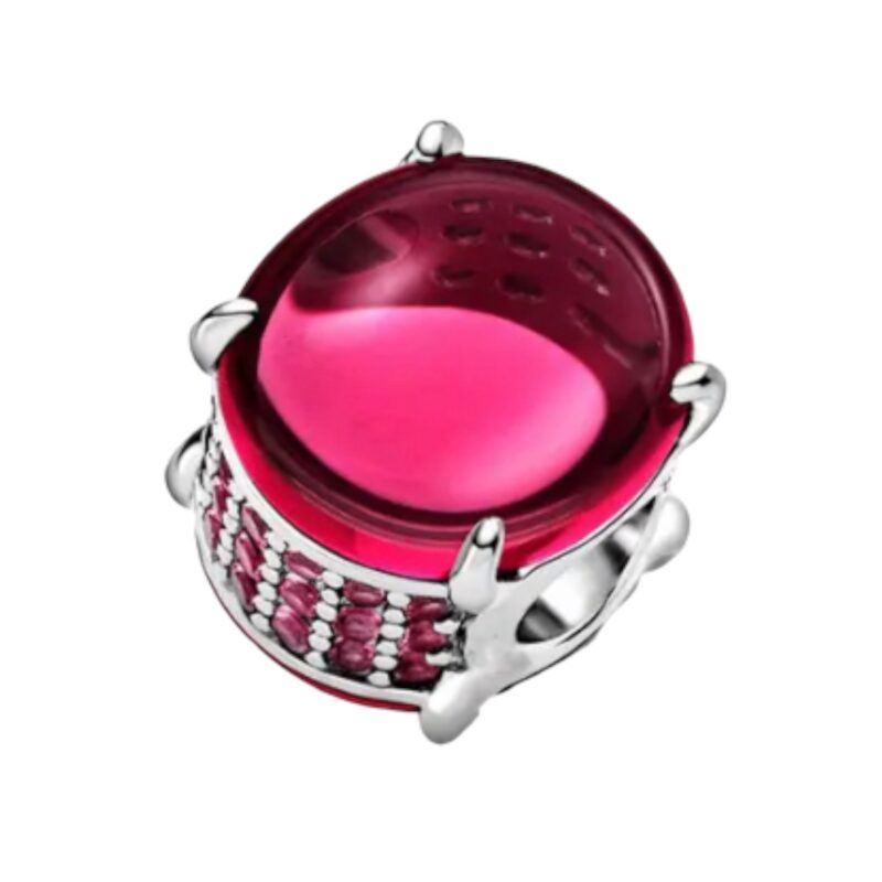 Fuchsia Rose Oval Cabochon Charm