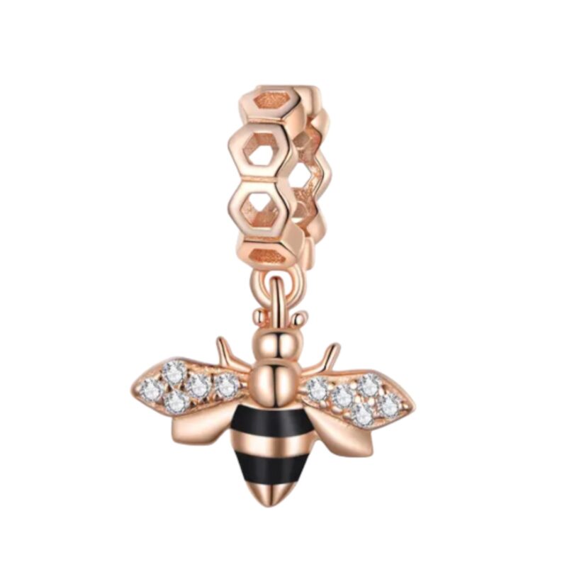 Rose Gold Plated Honey Bee Rose Gold Plated Dangle Charm