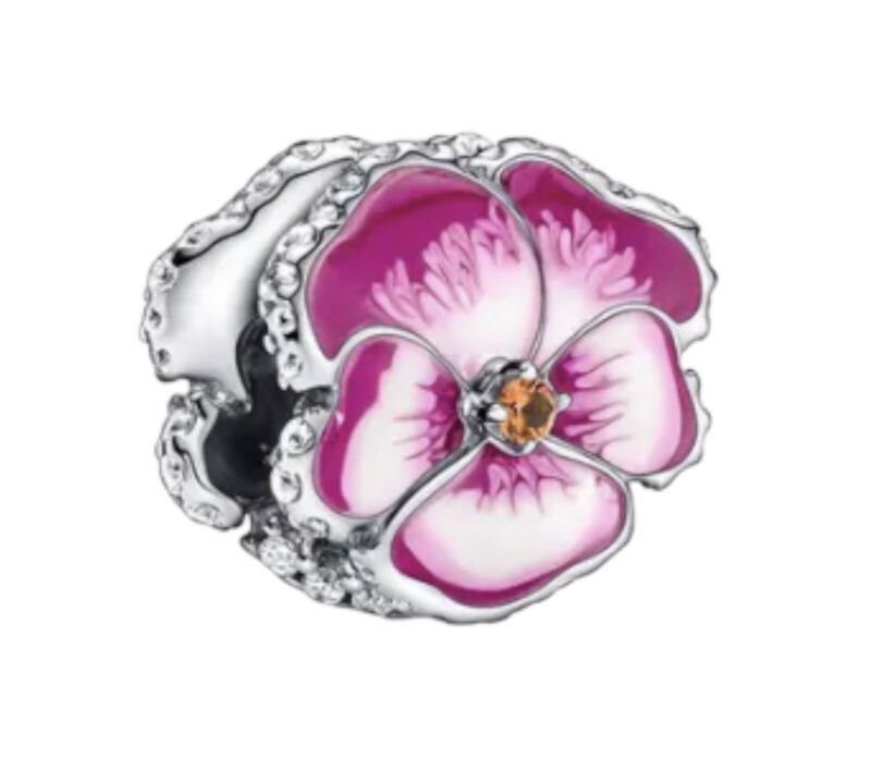 Pink Pansy Flower Charm - Image 2