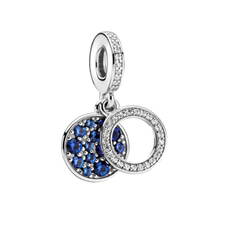 Sparkling Dark Blue Double Disc Dangle Charm