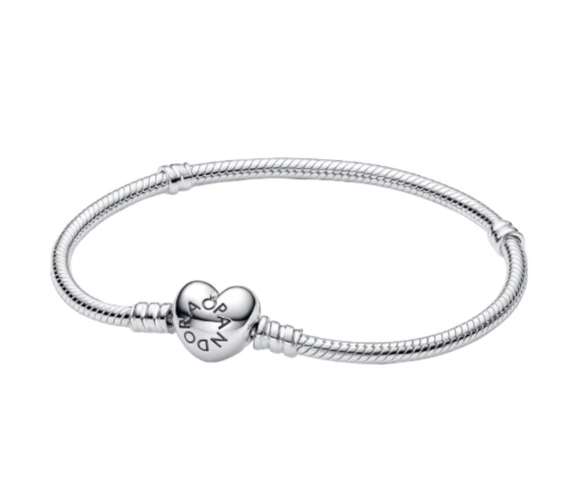 Heart Shaped Clasp Snake Chain Bracelet 19CM