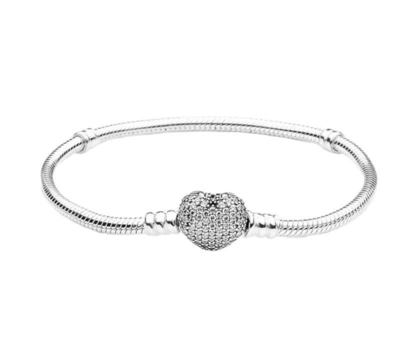 Sparkling Heart Snake Chain Bracelet 21CM