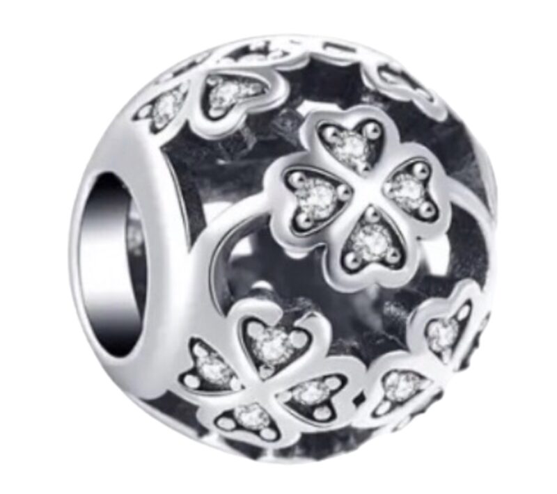 Openwork Round Clover Hearts Charm - Image 2