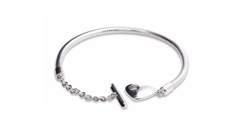 Heart T-Bar Snake Chain Bracelet 20CM - Image 4