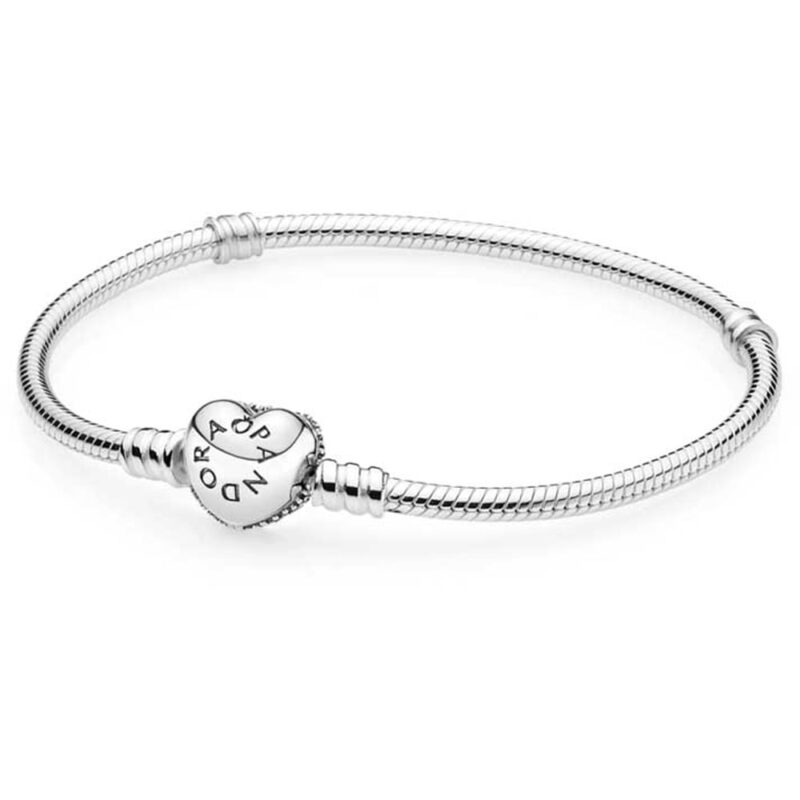 Sparkling Heart Snake Chain Bracelet 21CM - Image 2