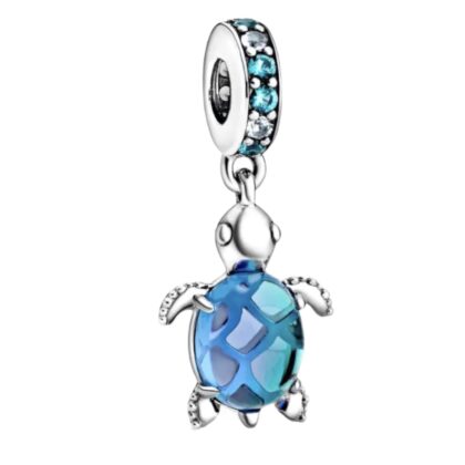 Murano Glass Blue Sea Turtle Dangle Charm