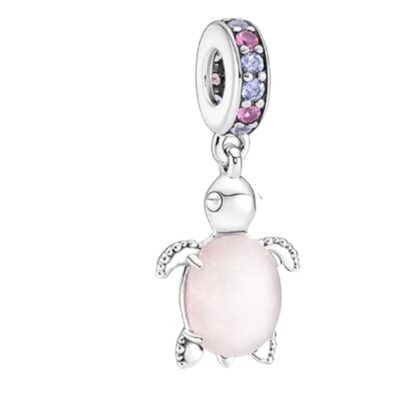 Murano Glass Pink Sea Turtle Dangle Charm