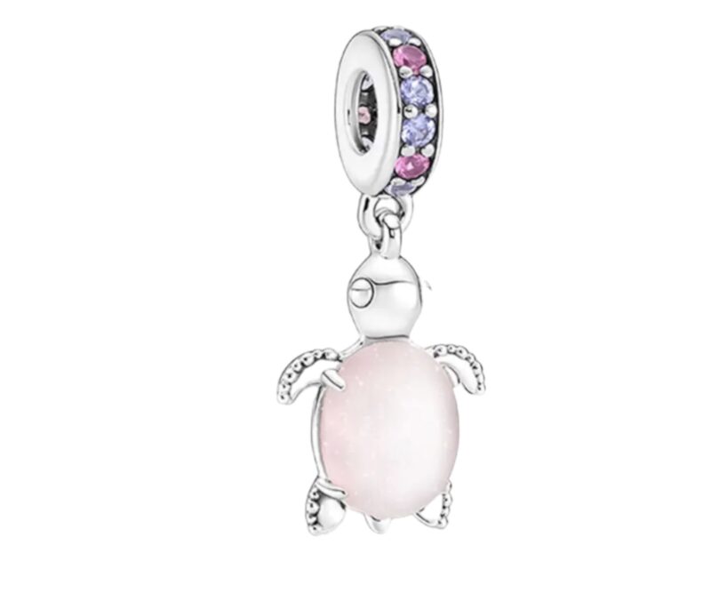 Murano Glass Pink Sea Turtle Dangle Charm