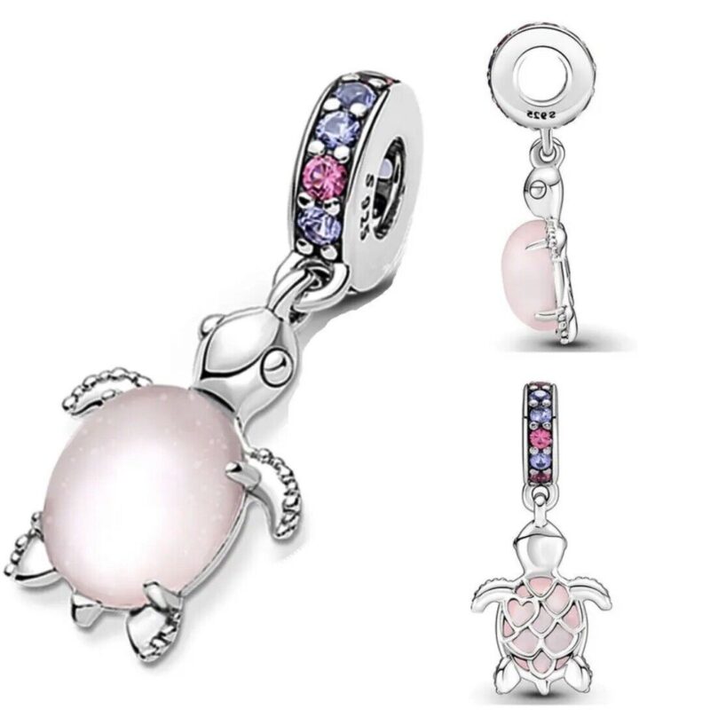 Murano Glass Pink Sea Turtle Dangle Charm - Image 3