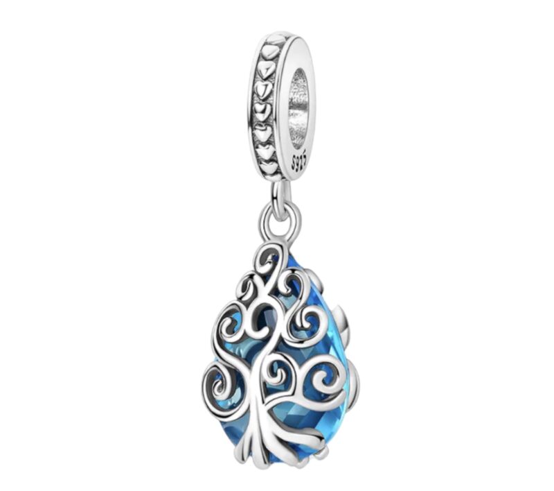 Blue Murano Glass Openwork Tree with Dangle Charm