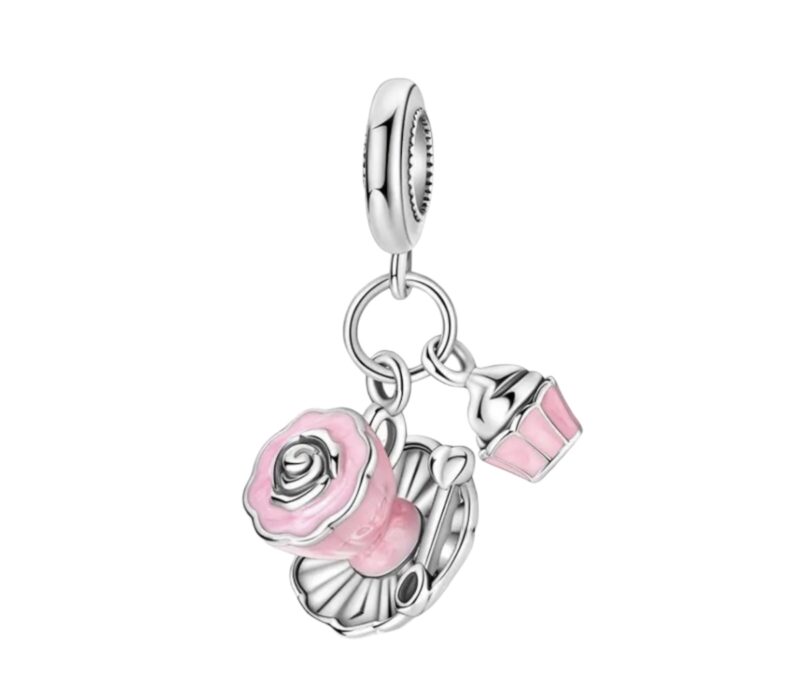 Pink Tea & Cupcake Dangle Charm