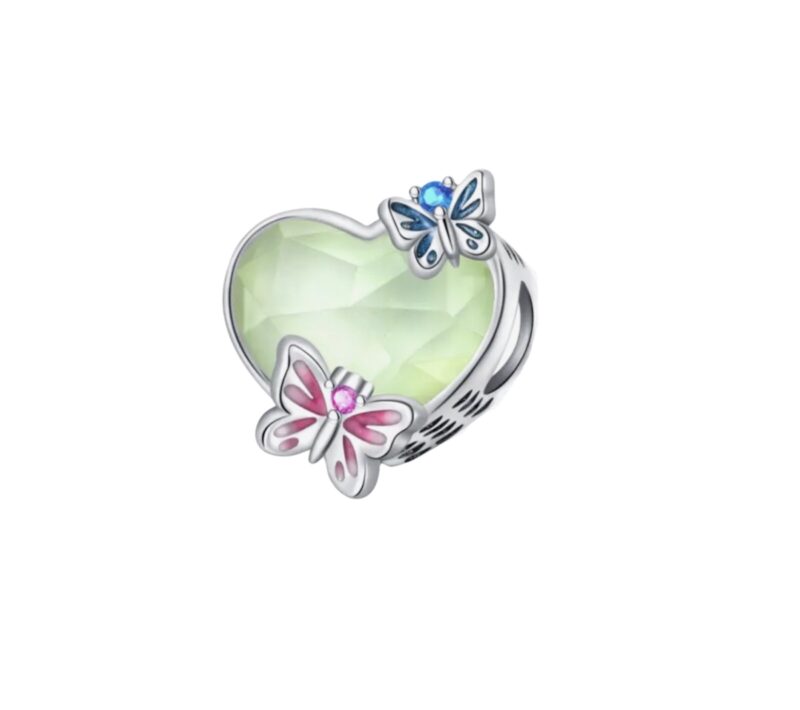 Sparkling Butterflies Heart Charm - Image 2