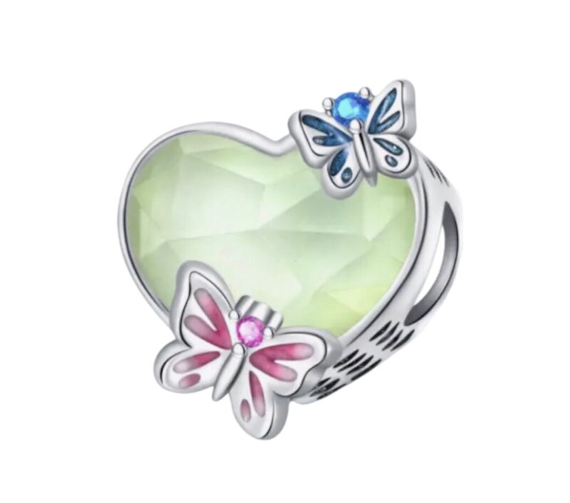 Sparkling Butterflies Heart Charm