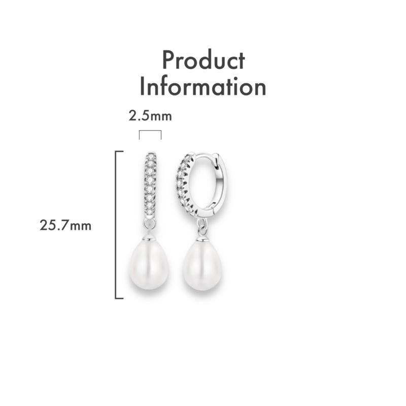 Treated Freshwater Cultured Pearl Pave Hoop Earrings - Image 3