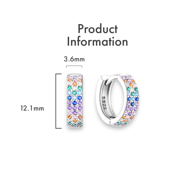 Round Cut Rainbow Triple Row Huggies Hoop Earrings - Image 2