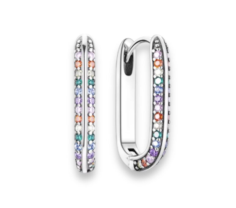 Colourful Pave Hoop Earrings